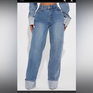 Influential Sparkle Baggy Straight Leg Jeans - Medium Wash